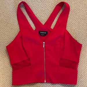 Red Bebe zip up crop